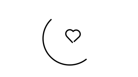 Minimalist Line Art Drawing Animation of a Crescent Moon with a Heart and Cloud Stock Footage 345826745