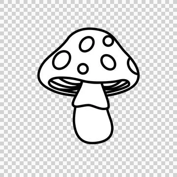 Minimalist Line Art Mushroom Vector Icon for Coloring and Nature Design Stock Illustration