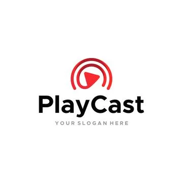 Minimalist line art PlayCast spiral logo design イラスト素材