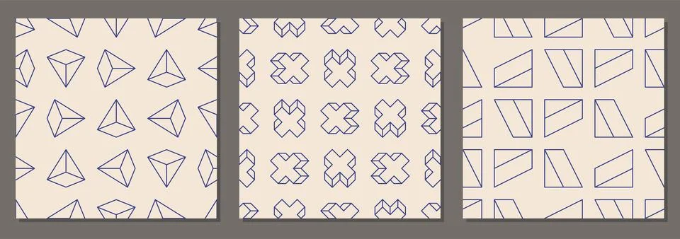 Minimalist line art seamless pattern abstract creative geometric composition Illustrazione stock