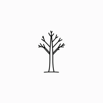 Minimalist Line Art Tree Icon On White Background Stock Illustration