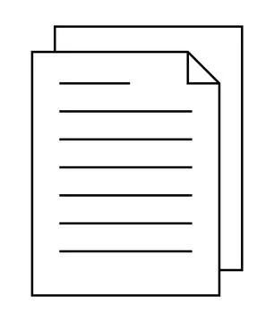 Minimalist Line Art of Two Overlapping Documents with Lines of Text Stock Illustration
