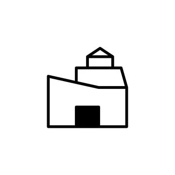 Minimalist line drawing of a building structure showcasing architectural si.. Ilustración de archivo