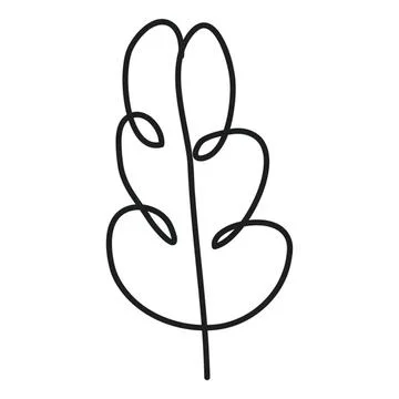 Minimalist line drawing of a leaf with simple curves Stock Illustration