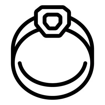 Minimalist line drawing of a ring with a large stone Stock Illustration
