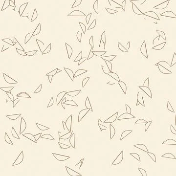 Minimalist line-drawn leaf pattern repeating seamless background Stock Illustration