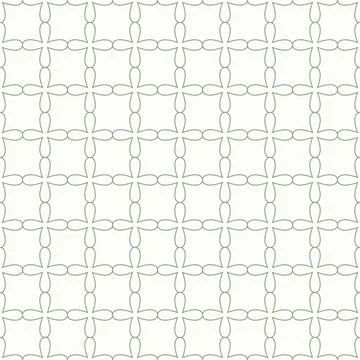 Minimalist line floral pattern grid. Outline simple flowers mosaic art deco Stock Illustration