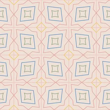 Minimalist line geometric elements seamless pattern. Abstract modern boho color Illustrazione stock