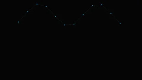 A minimalist line graph showing fluctuating data points against black backg.. 库存影片 339617157