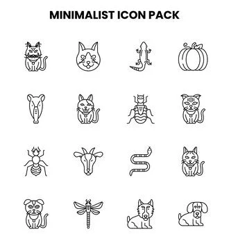 Minimalist Line Icons Pack Stock Illustration
