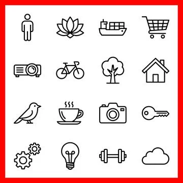 Minimalist Line Icons Set for Web and Mobile Applications. Stock Illustration