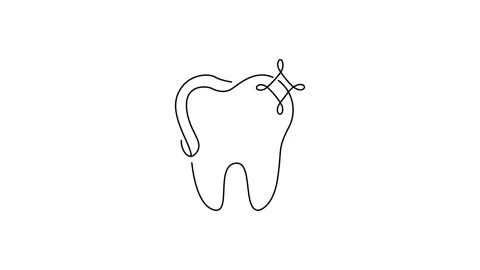 Minimalist line tooth icon animation with sparkling effect for dental care .. Stock Footage 346927685