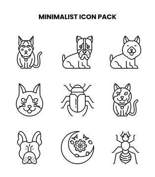 Minimalist Line Vector Icons Pack Stock Illustration