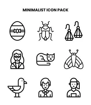 Minimalist Line Vector Icons Pack Stock Illustration