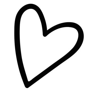 Minimalist linear drawing of a cute asymmetrical heart in doodle style. Stock Illustration