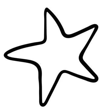 Minimalist linear drawing of a five-pointed star in doodle style. Stock Illustration