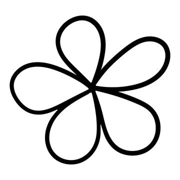 Minimalist linear drawing of a simple five-petal flower in doodle style. Stock Illustration