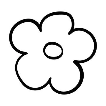 Minimalist linear drawing of a simple flower in doodle style. Stock Illustration