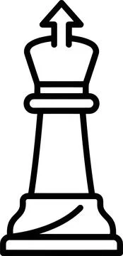 A minimalist linear icon representing a chess king piece integrated with an.. Stock Illustration
