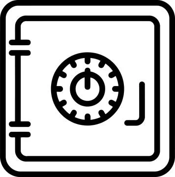 A minimalist linear icon representing a secure steel safety vault featuring.. Stock Illustration