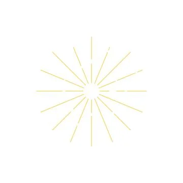 Minimalist linear sun symbol with yellow diverging lines. Stock Illustration