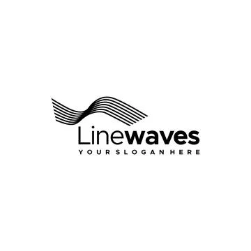 Minimalist LineWaves geometric art logo design Stock Illustration