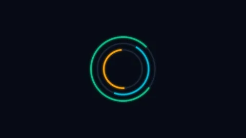 Minimalist loading animation featuring concentric circles on black background Stock Footage 338312090