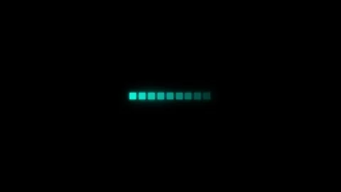 Minimalist loading bar with glowing teal squares on black background, futur.. Stock Footage 332991924
