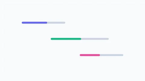 Minimalist loading bar interface elements with progress indicators on white 库存影片 336262563