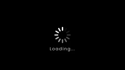 Minimalist loading screen icon with text on dark background Stock Footage 342342480