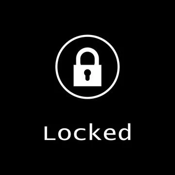 Minimalist locked security icon with padlock symbol on black background. Stockillustratie