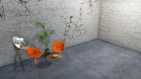Minimalist loft or creative workshop interior 3D Illustrazione stock