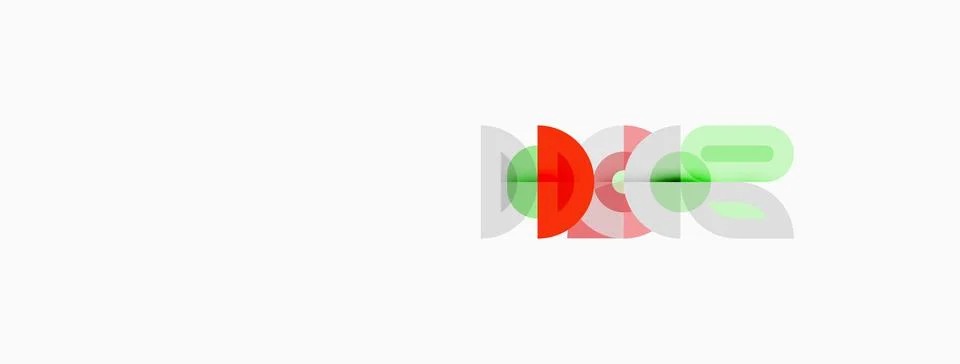 Minimalist logo design features overlapping lines, red central element, green Stock Illustration