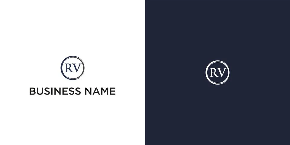 Minimalist logo design with initials RV Stock Illustration