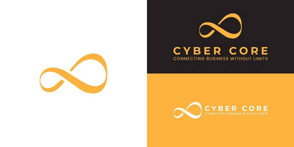 A minimalist logo for technology solutions featuring an abstract infinity loop Stock Illustration