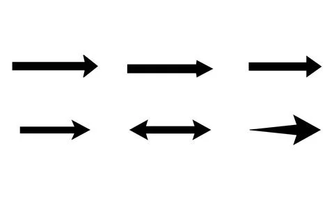 Minimalist Long Pointer and Double-Headed Arrow Set Stock Illustration