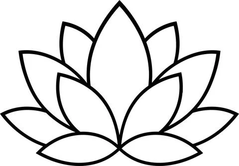 Minimalist Lotus Flower Vector Line Art Icon Stock Illustration
