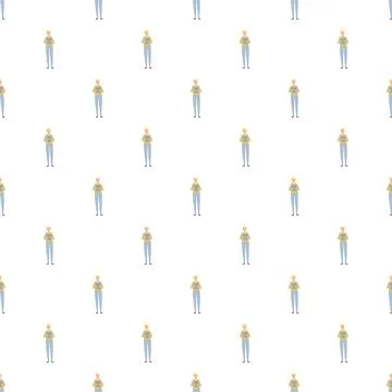 Minimalist male character seamless pattern on white background Stock Illustration
