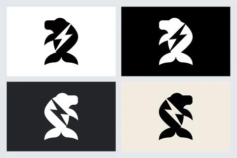 Minimalist Manatee Lightning Bolt Logo Design Illustrazione stock