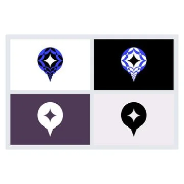 Minimalist Map Pin and Star Logo Set Designs Stock Illustration
