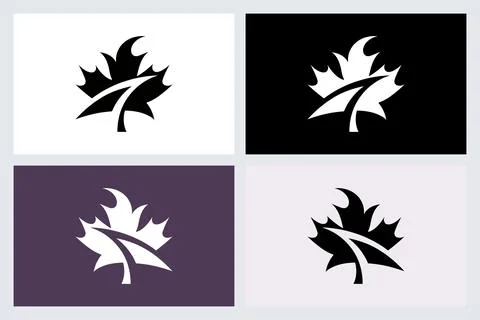 Minimalist Maple Leaf Vector Logo Icon Set Stock Illustration