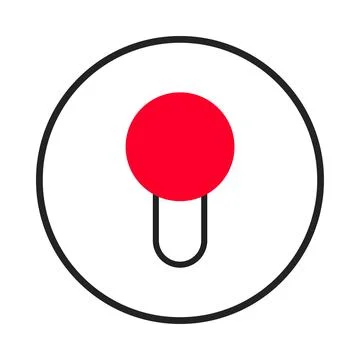 Minimalist marker icon in bold red with black outline highlighting simple d.. Stock Illustration