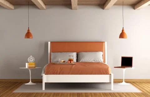 Minimalist master bedroom Stock Illustration
