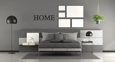 Minimalist master bedroom Stock Illustration