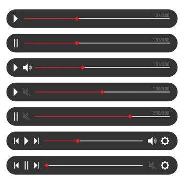 Minimalist Media Player Control Interface Vector Set with Flat UI Icons イラスト素材