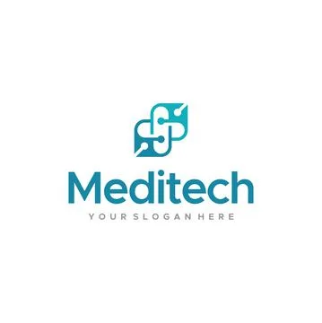 Minimalist Meditech plus medical tech logo design Stock Illustration