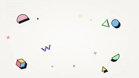 Minimalist memphis style motion background, with floating geometric, shapes.. Vidéo 344857960