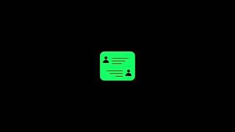 Minimalist message chat animation featuring green square interface with use.. Stock Footage 331297618