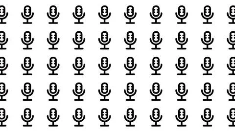 Minimalist microphone icon pattern for podcast and broadcasting background Illustrazione stock