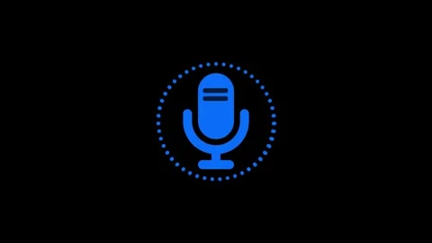 Minimalist Microphone Ring Circle Audio Waves Signal Animation on Black Bac.. Stock Footage 304930630